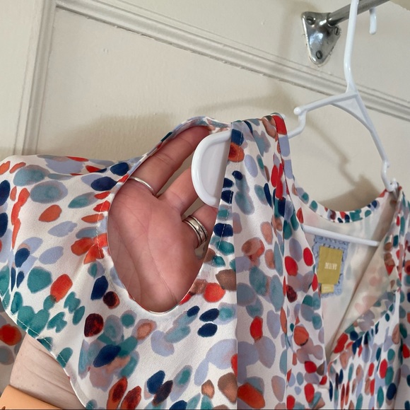 MAEVE Anthropologie Watercolor Flutter V-Neck Cold Shoulder Dress - XS - NWOT - Picture 9 of 10